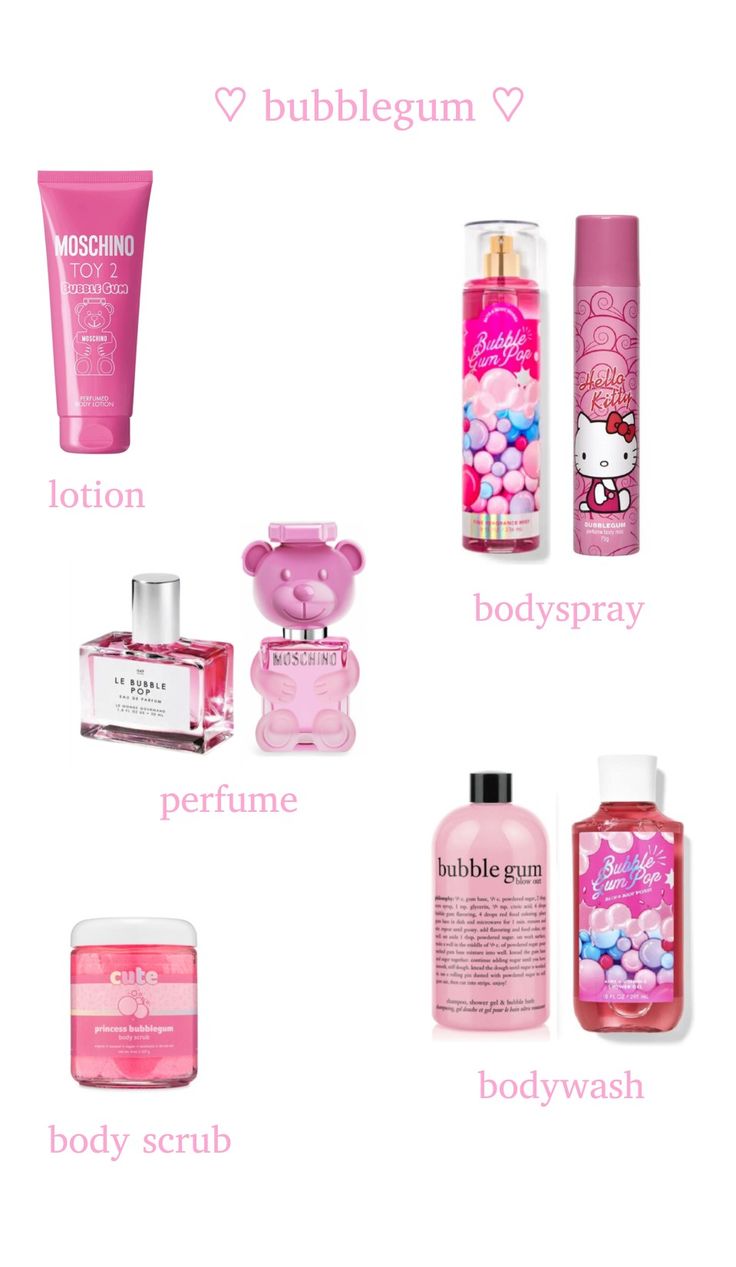 i havent seen a bubblegum one so i made it Smell Like Cotton Candy, Charmmy Kitty, Fragrances Perfume Woman, Body Hygiene, Beauty Routine Tips, Basic Skin Care Routine, Bath And Body Works Perfume, Shower Skin Care, Body Smells