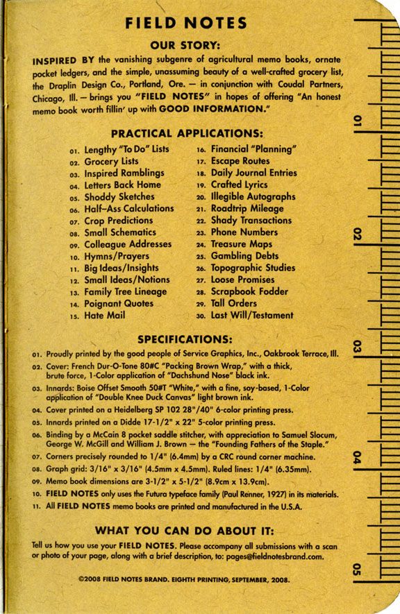 an old yellow book with instructions on how to use the field notes for your story