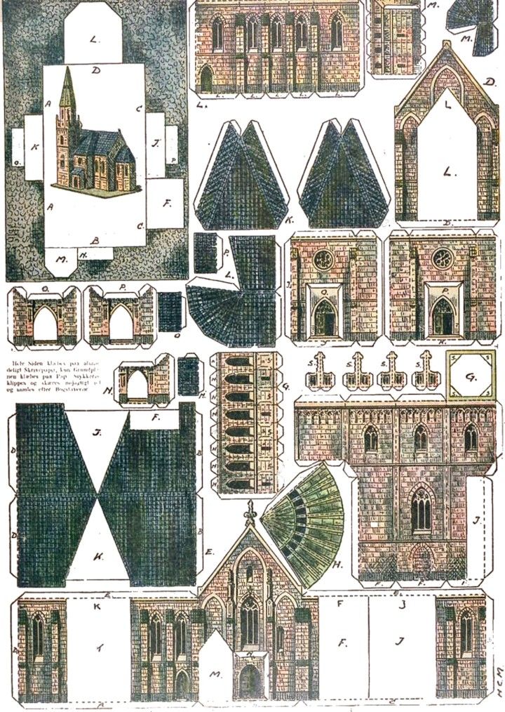 an old paper model of a church