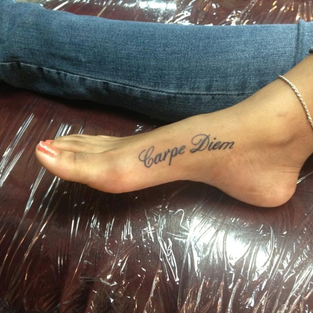 Carpe Diem- seize the day. Tattoo Tattoo Carpe Diem, Foot Tattoos For Women, Foot Tattoo, Foot Tattoos, Skin Art, First Tattoo, Future Tattoos, Cute Tattoos, Tattoos And Piercings