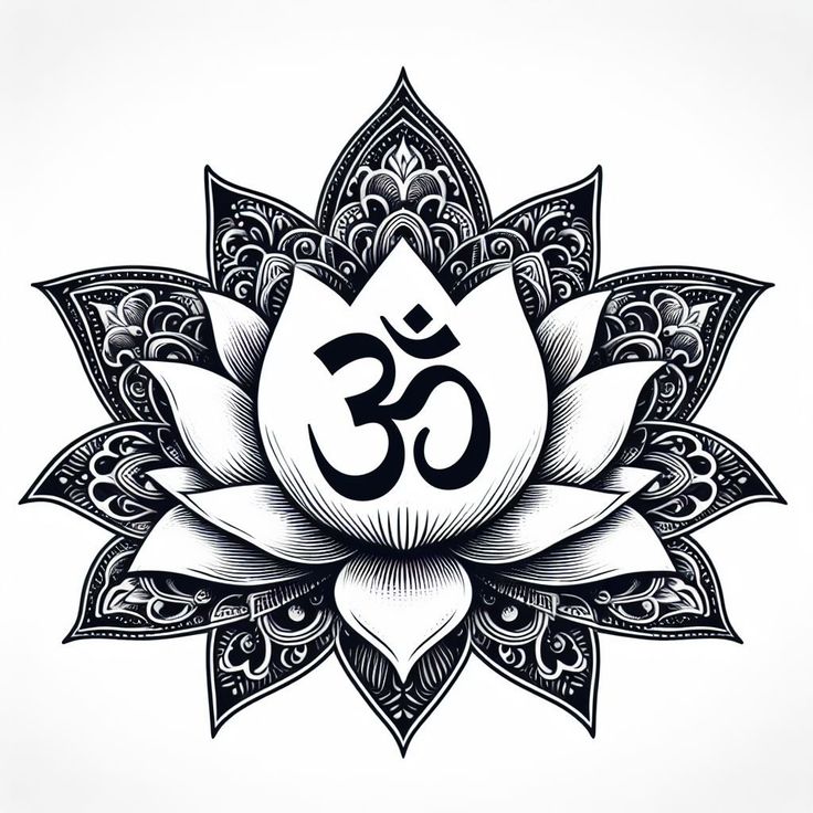 a lotus flower with the word om shan on it