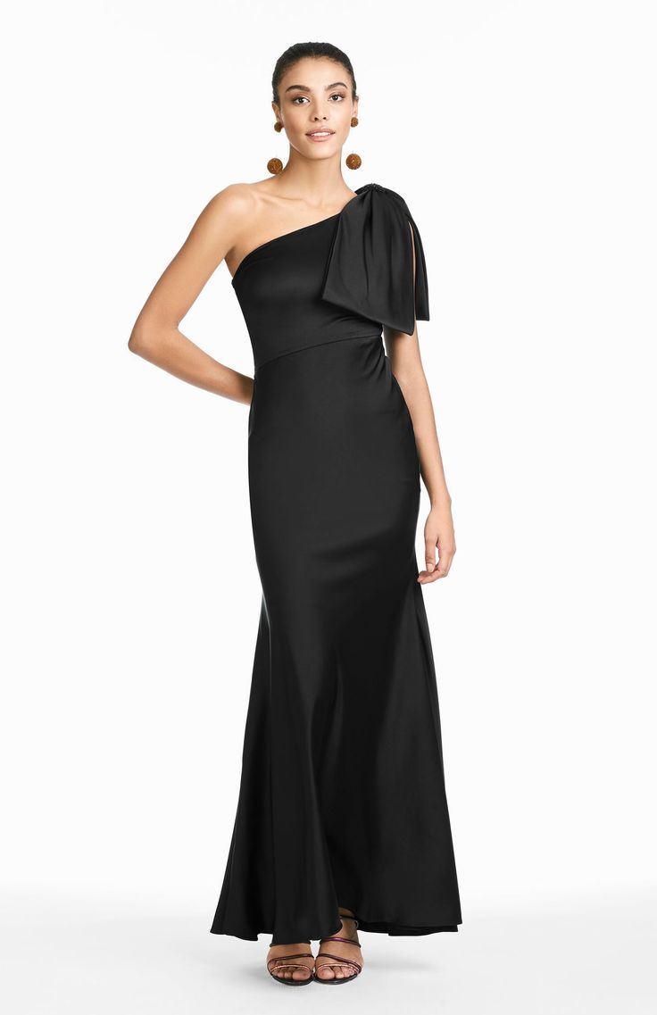 Shop the Aubrey Gown in Black at Sachin & Babi. FREE Shipping Over $500 & FREE Returns. Sleek Satin Evening Gown, Sleek Evening Gown With Satin Finish, Black Gown With Satin Finish For Gala, Black Satin Finish Gown For Gala, Black Satin Finish Evening Dress For Wedding, Black Asymmetrical Evening Dress For Wedding, Fitted Gown With Satin Finish And Asymmetrical Neckline, Sleek Evening Dress With Sweep Train For Formal Events, Elegant Asymmetrical Evening Gown