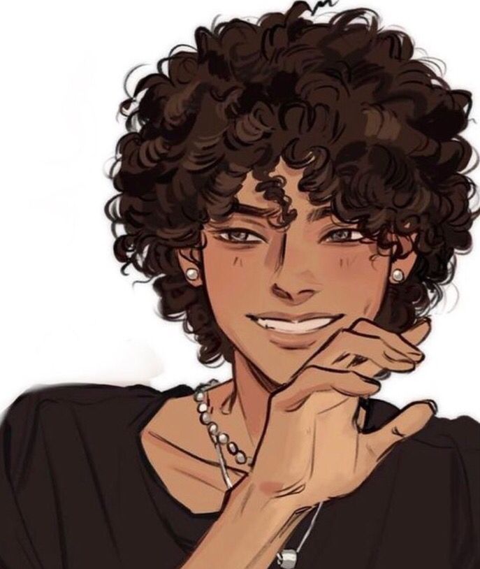 a drawing of a person with curly hair