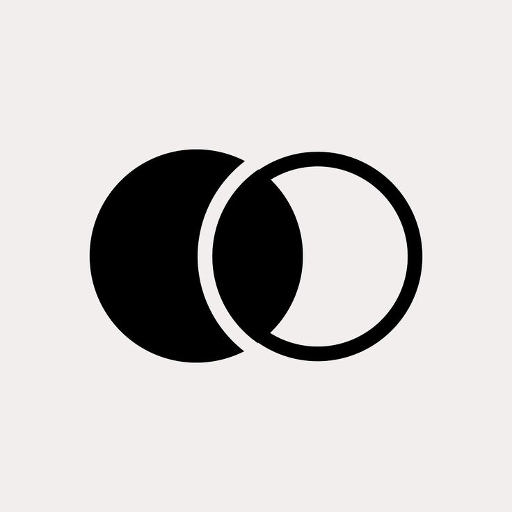 two circles are shown in black on a white background, one is half circle and the other half has an oval