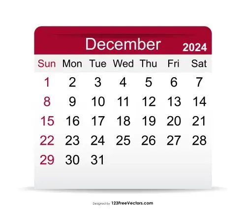 a calendar with the month of december on it