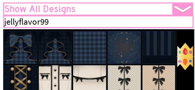 the screenshot shows different patterns and designs