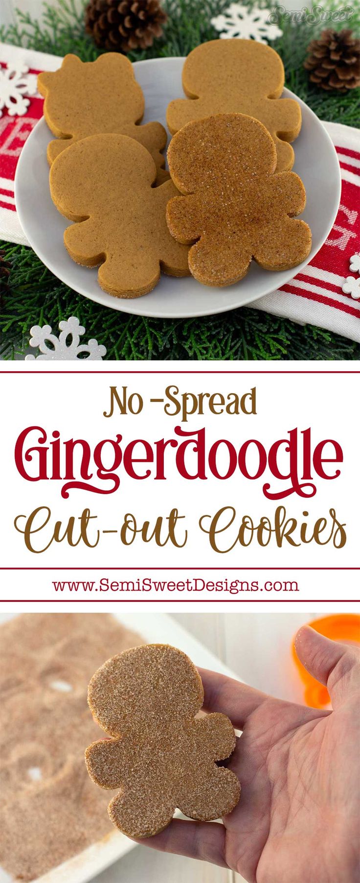 no - spread gingerdoodle cut out cookies on a plate