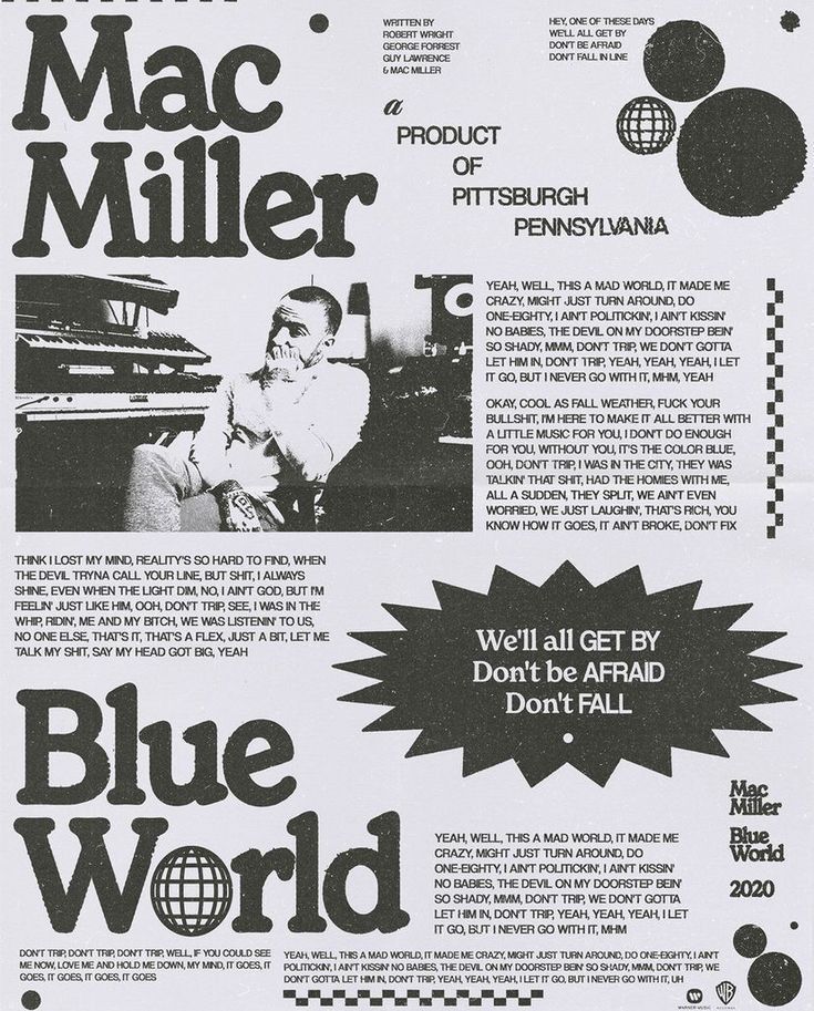 an advertisement for mac miller's blue world in the early 1960s, with information about it