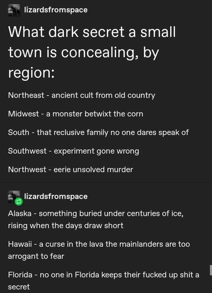 the text on the screen reads, what dark secret a small town is concealing, by region