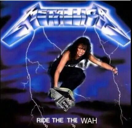 the cover art for metallic's ride the wave album, featuring a woman on a skateboard