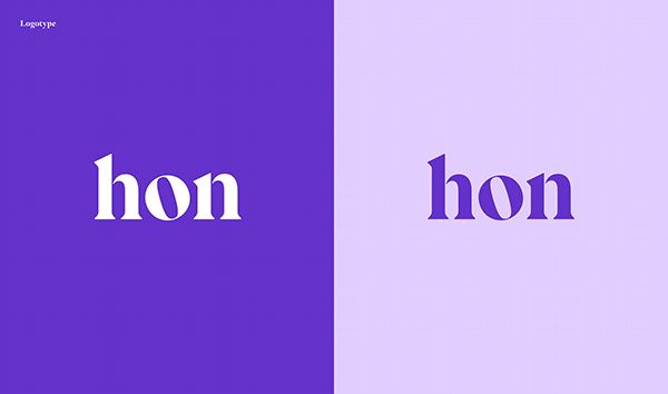 two different types of the same type of font, one in purple and one in white