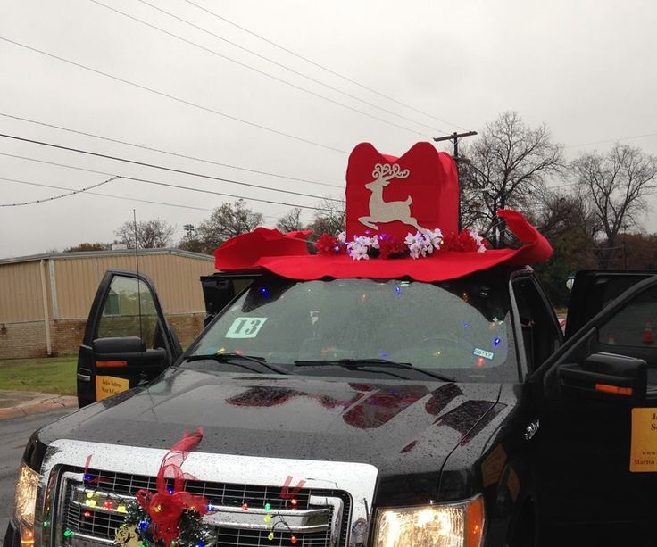 the truck is decorated with festive decorations