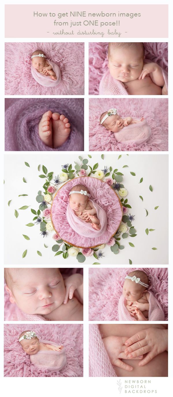 a collage of photos with the words how to get nine newborn images from just one post