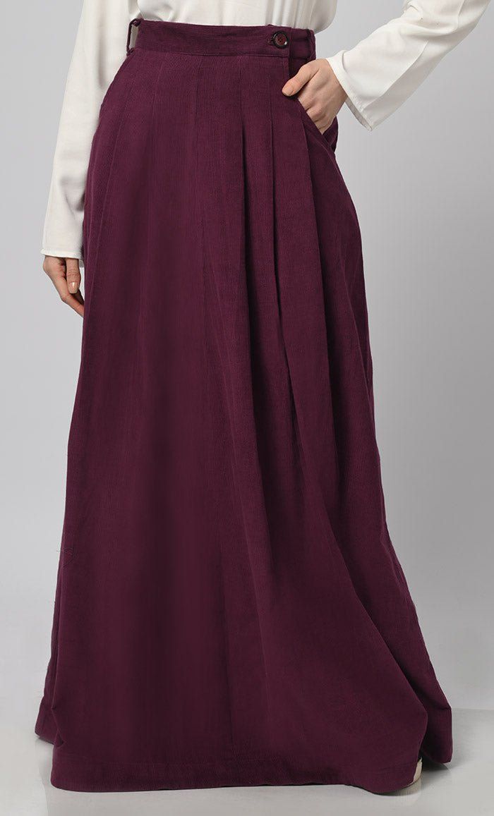 Women's Corduroy A-Line Skirt With Pockets - EastEssence.com Kids Abaya, Full Length Skirt, Pocket Skirt, Modest Skirts, Full Length Skirts, Skirt With Pockets, Designer Dress, Womens Tunics, Skirts With Pockets