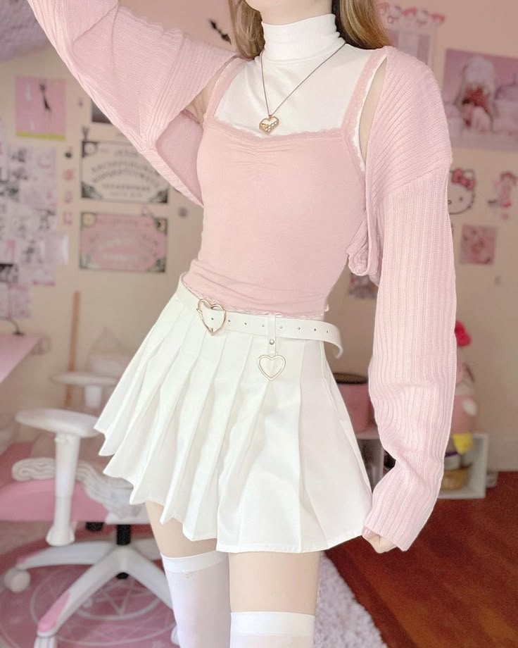 Lovely soft kawaii outfit<3 More on @jessie_logsdon on insta Kawaii Aesthetic Outfits Winter, Soft Anime Outfits, Soft Pink Outfit Korean, Cute Outfits Pink Aesthetic, Pink Soft Aesthetic Clothes, Soft Pink Outfits Aesthetic, Cute Pink Aesthetic Outfits, Softie Outfits Aesthetic, Bubbly Outfits