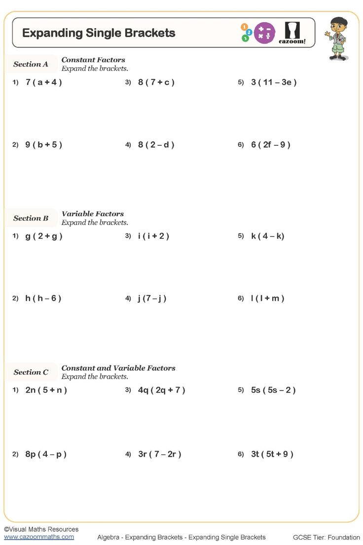 the worksheet for adding single brackets to two different numbers in one column,