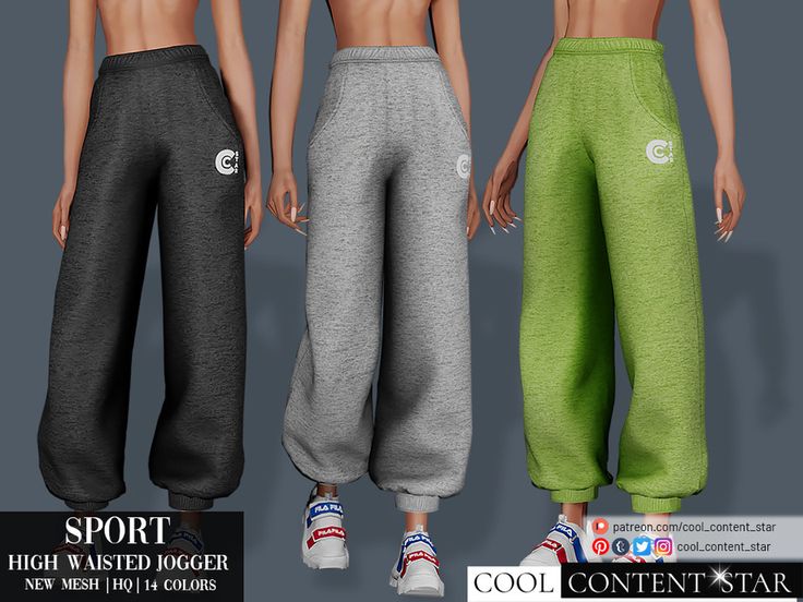 three different colored sweat pants with the words sport on them, and two men's legs