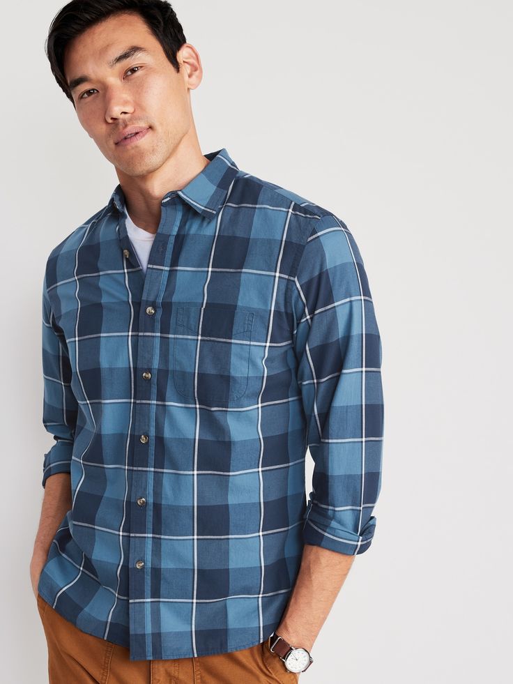 The Everyday Shirt for men is the button-down that puts in work eight days a week.  Spread collar.  Seamed back yoke, with center box pleat.  Long sleeves, with buttoned cuffs and buttoned sleeve plackets.  Patch pocket at left side of chest.  Soft-w Workwear Flannel Shirt With Welt Pockets, Cotton Button-up Flannel Shirt For Work, Cotton Flannel Button-up Shirt For Work, Cotton Flannel Shirt With Button Cuffs For Work, Cotton Flannel Shirt For Workwear, Cotton Flannel Workwear Shirt, Cotton Flannel Workwear Shirt With Buttons, Cotton Flannel Shirt With Welt Pockets For Work, Cotton Flannel Shirt With Button Closure And Relaxed Fit