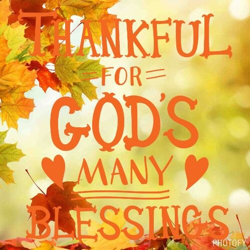 a thanksgiving card with autumn leaves and the words grateful for god's many blessings