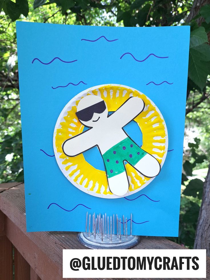 a handmade card with an image of a person in the sun and sunglasses on it