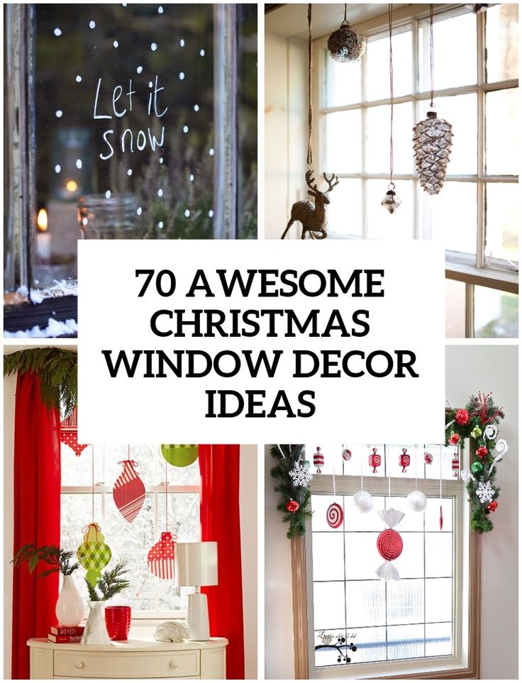 christmas window decor ideas with the words, 70 awesome christmas window decor ideas