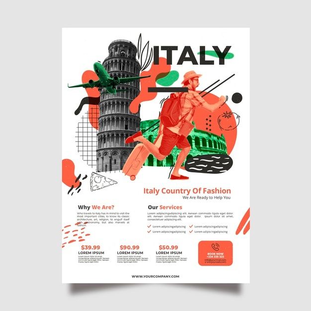 a poster for italy's country of fashion, with an image of a man running in