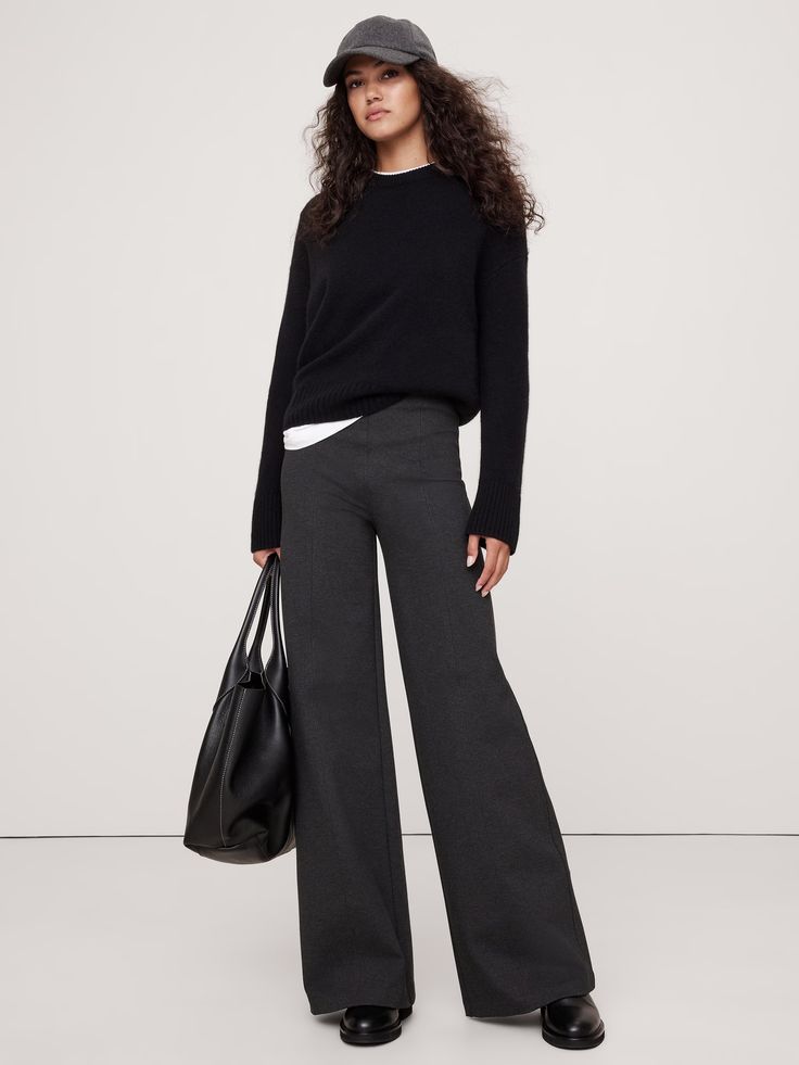 Wide-Leg Everywhere Ponte Pant | Banana Republic Versatile Wide Leg Business Casual Pants, Versatile Wide Leg Pants For Business Casual, Versatile Business Casual Wide Leg Pants, Versatile Wide-leg Dress Pants With Relaxed Fit, Comfort Stretch Wide Leg Bottoms For Work, Versatile Wide-leg Cargo Pants, Versatile Wide-leg Pants With Loose Fit, Versatile Wide-leg Pants With Loosely Fitted Hips, Relaxed Fit Wide Leg Elastane Pants