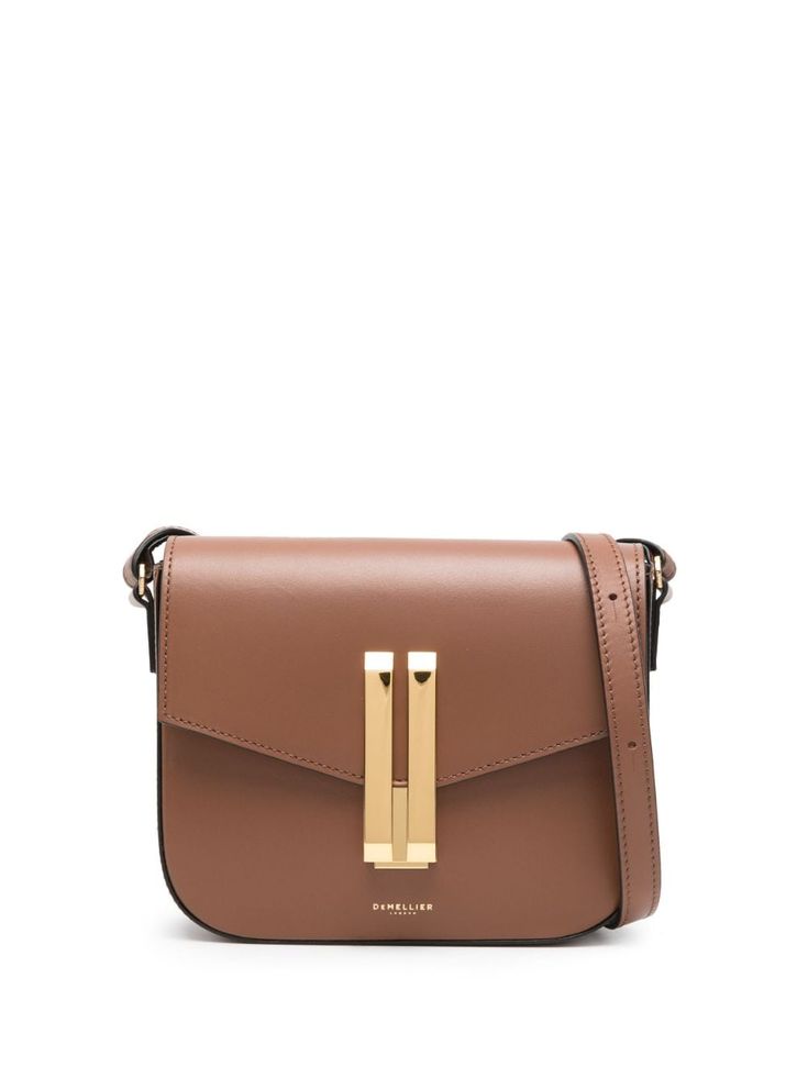 DeMellier The Vancouver Crossbody Bag - Farfetch Designer Brown Flap Bag With Detachable Strap, Business Shoulder Bag In Gold With Palladium Hardware, Gold Shoulder Bag With Palladium Hardware For Business, Designer Brown Flap Bag With Adjustable Strap, Designer Brown Shoulder Bag With Turn-lock Closure, Designer Brown Flap Bag For Business, Timeless Cognac Shoulder Bag With Gold-tone Hardware, Timeless Brown Shoulder Bag With Gold-tone Hardware, Luxury Brown Saddle Bag With Turn-lock Closure