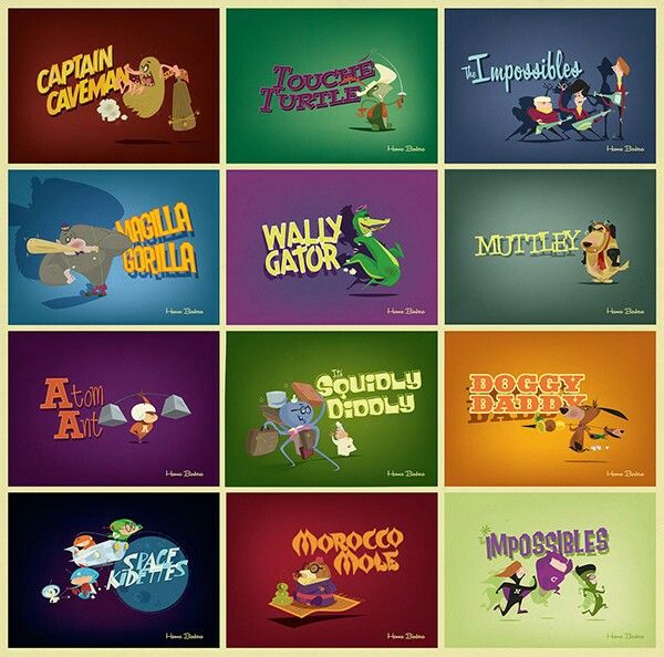 many different types of cartoon characters are shown in this image, with the words and numbers below them