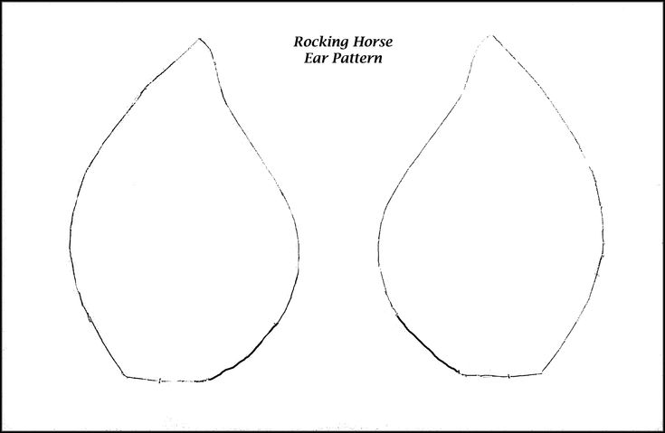 a drawing of two tear shaped shapes with the words rocking horse ear pattern