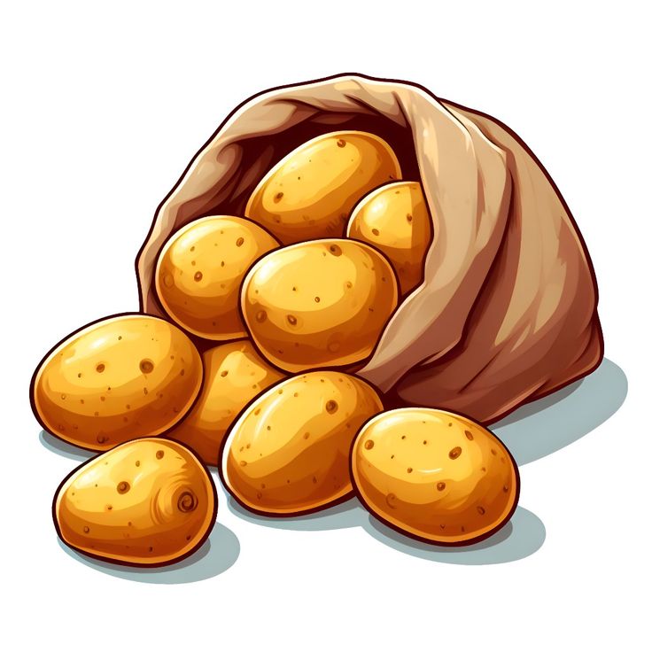 a bag full of potatoes sitting on the ground