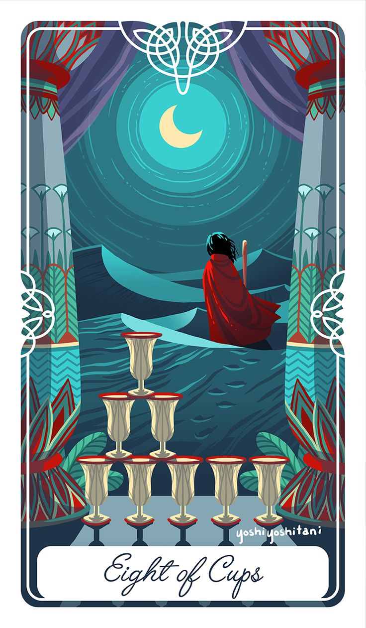 a tarot card with a woman sitting on top of a boat in the ocean