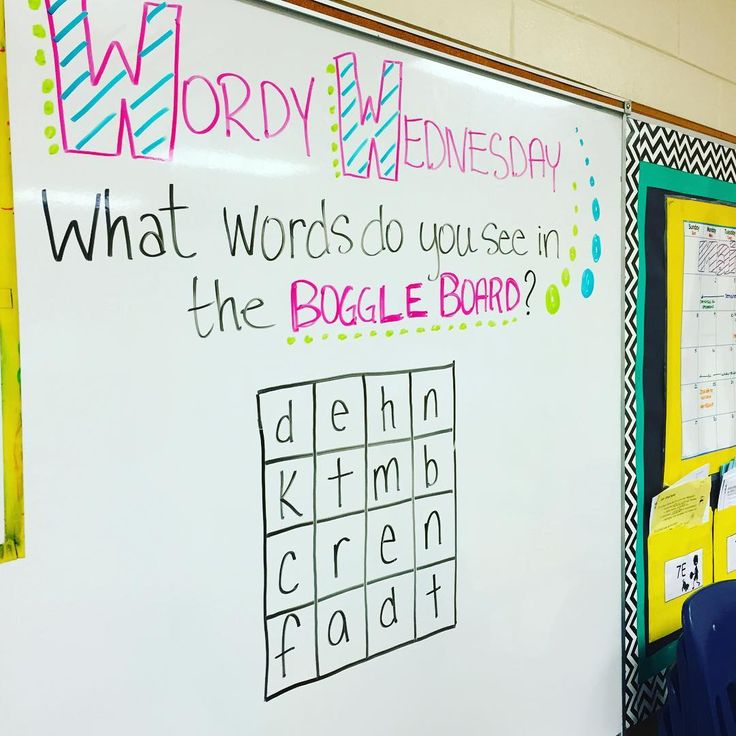 a whiteboard with words written on it in front of a bulletin board that says wordy wednesday what words do you use in the beagle board?