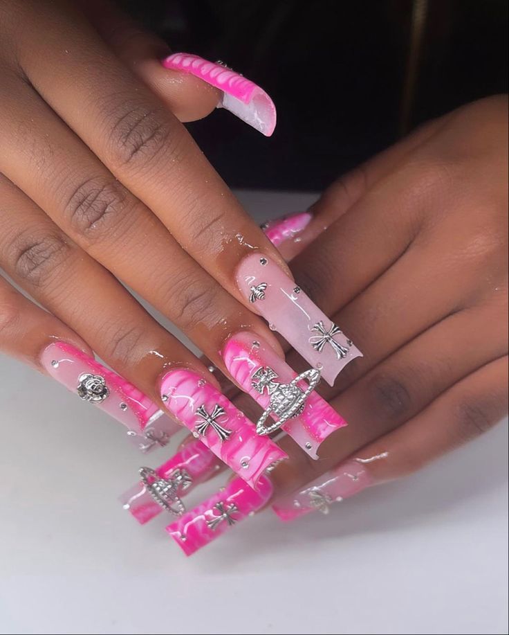 Med Acrylic Nails Square, Gel Nail Light, Cute Pink Nails, Acrylic Toe Nails, Acrylic Nail Set, Long Acrylic Nail Designs, Hard Nails, Colored Acrylic Nails, Girly Acrylic Nails