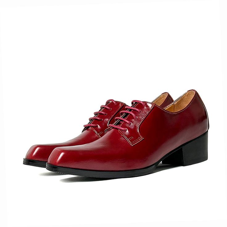 Introducing the ChicLux Square Toe Lace-Up Dress Shoes, a testament to luxury and style. Crafted with the finest quality genuine leather, these shoes offer durability and a sleek appearance. Elevate your footwear collection and make a statement with these timeless classics. Formal Lace-up Dress Shoes With Red Sole, Elegant Lace-up Shoes With Red Sole, Classic High Heel Leather Lace-up Shoes, Elegant Lace-up Oxfords With Red Sole, Formal Pointed Toe Lace-up Shoes With Rubber Heel Cap, Plain Toe Dress Shoes With Red Sole For Work, Formal Lace-up Shoes With Red Sole And Round Toe, Business Oxfords With Red Sole Lace-up, Office High Heel Leather Shoes With Rubber Heel Cap