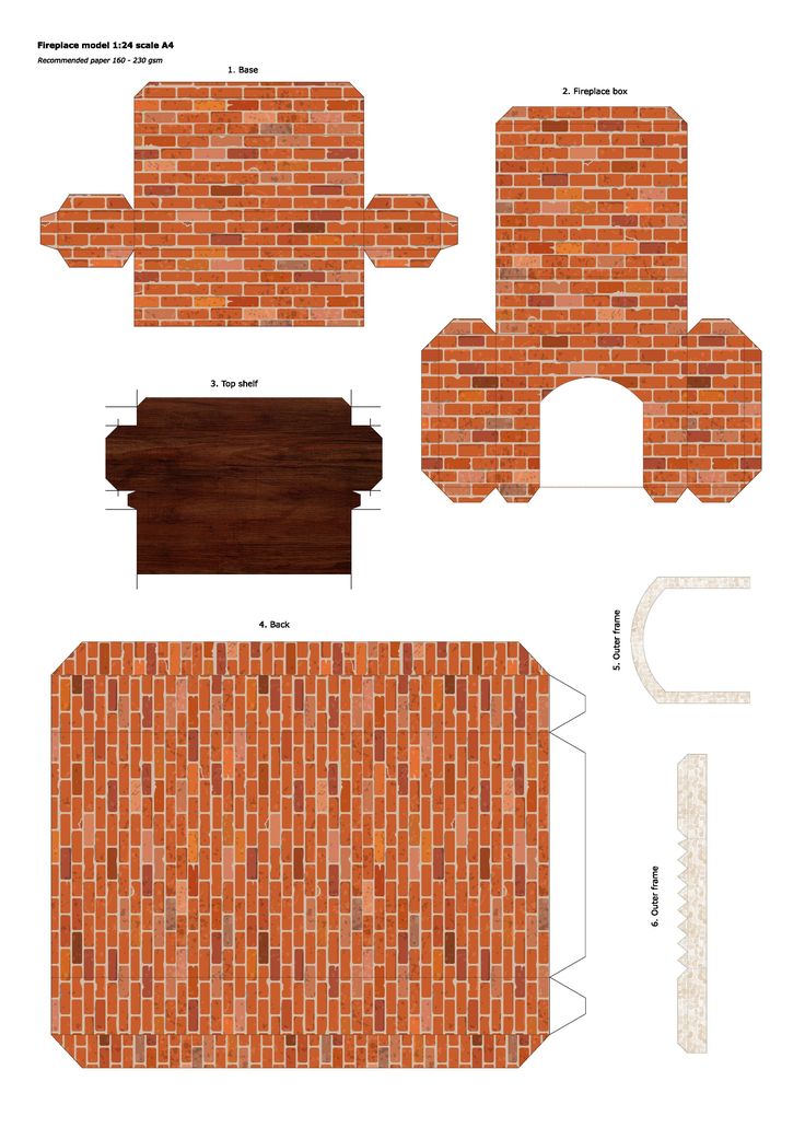 the paper model is made to look like an old brick wall, and has been cut into