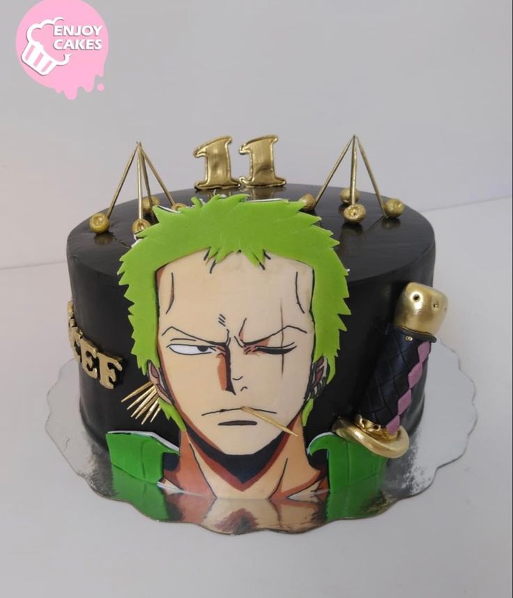 a birthday cake with an anime character on it