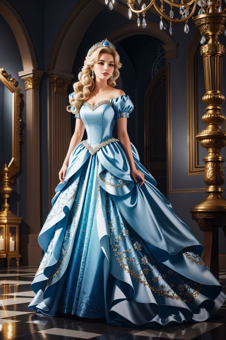 Royal Blue And White Outfit, Disney Princess Dresses Real, Disney Princess Dresses Drawings, Royal Family Fashion, Cinderella Cosplay, Barbie Wedding Dress, Trendy Christmas Outfits, Nail It, Fairytale Fashion