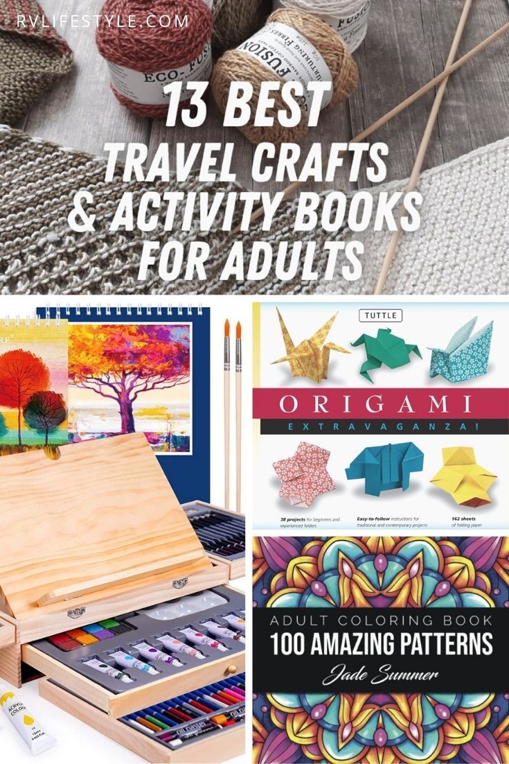 the best travel crafts and activity books for adults to use in their art project, including crochet