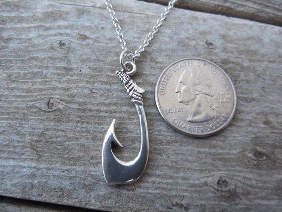 ON SALE Fishing hook necklace in sterling silver Adjustable Dangle Jewelry With Fish Hook, Nickel-free Anchor Shaped Sterling Silver Jewelry, Silver Necklaces With Fish Hook For Gift, Nickel-free Sterling Silver Anchor Jewelry, Silver Necklace With Fish Hook Clasp Gift, Silver Anchor Jewelry With Lobster Clasp, Sterling Silver Fish Hook Jewelry Gift, Sterling Silver Jewelry With Fish Hook For Gift, Adjustable Sterling Silver Fish Hook Jewelry