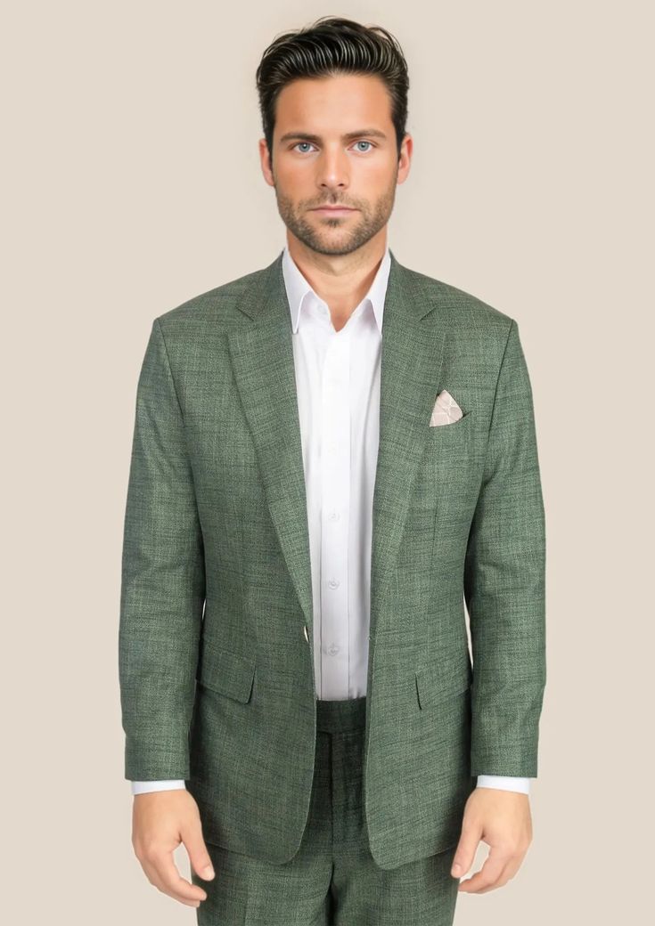 Step into the luxurious comfort of the Aspen Green Hopsack Suit. Make a statement and turn heads with this custom made suit that exudes style and confidence. Cut from a premium bamboo/wool/linen/silk blend from Cavani, elevating your wardrobe has never been easier than with this bold and captivating suit. Elegant Linen Tweed Jacket With Welt Pockets, Luxury Linen Tweed Jacket With Notch Lapel, Luxury Linen Tweed Jacket For Business, Elegant Linen Tweed Jacket For Work, Luxury Linen Business Tweed Jacket, Luxury Linen Suits, Luxury Linen Tweed Jacket For Business Casual, Elegant Linen Tweed Jacket For Business, Elegant Linen Sport Coat For Office