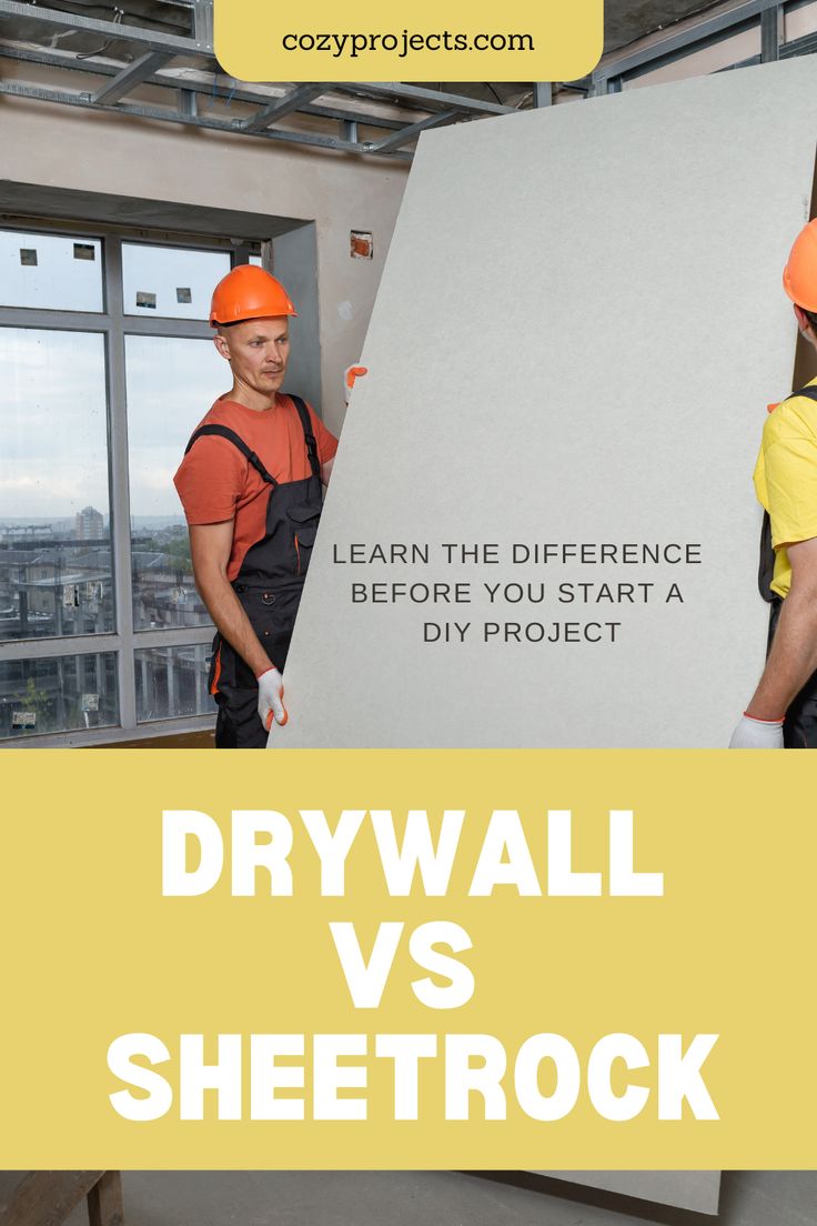 two men in hardhats are working on a drywall with the words drywall vs