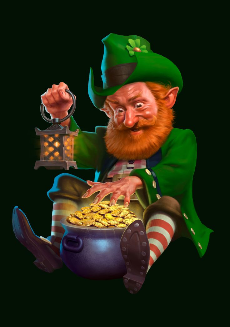 a lepreite with a pot full of gold coins