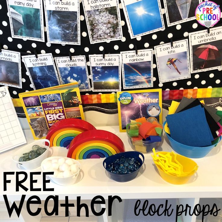 a table topped with lots of pictures and other items on it's side, next to a free weather printable