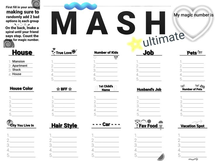 the ultimate printable mash game