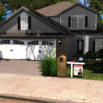 a house with a for sale sign in front of it