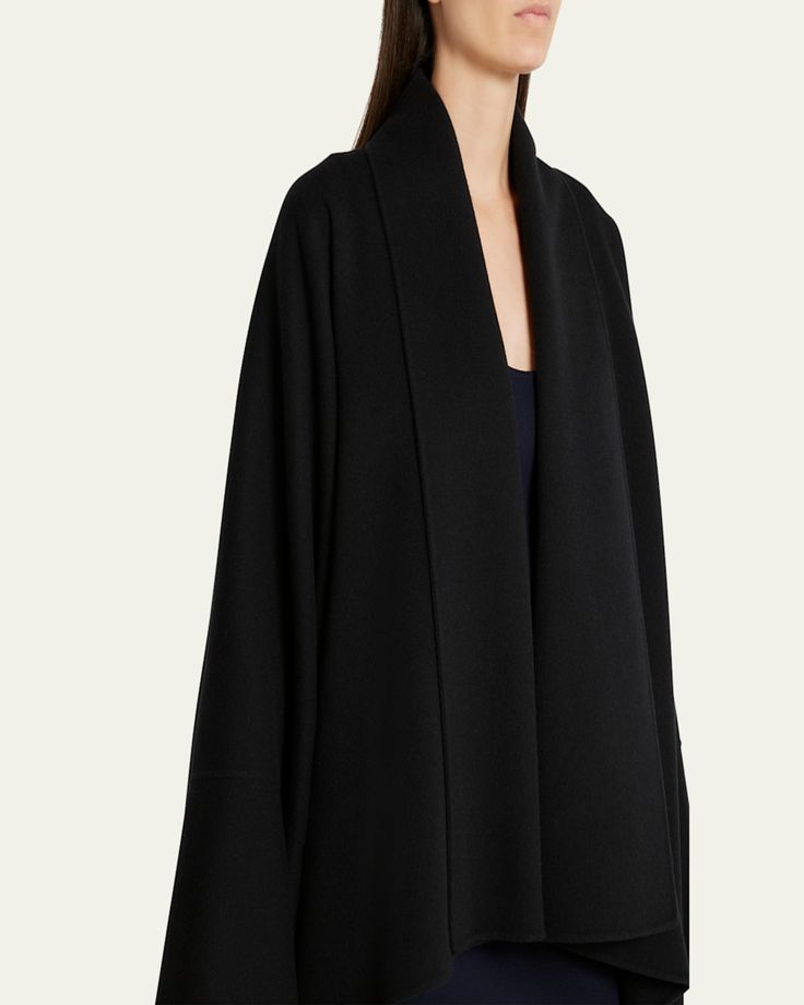 THE ROW "Mavis" knit coat    Shawl collar; open front    Long sleeves    Loose fit    Handkerchief hem    Cashmere    Made in Italy Open Coat, Knit Coat, Handkerchief Hem, Knitted Coat, Shawl Collar, Bergdorf Goodman, Front Open, Top Designers, The Row