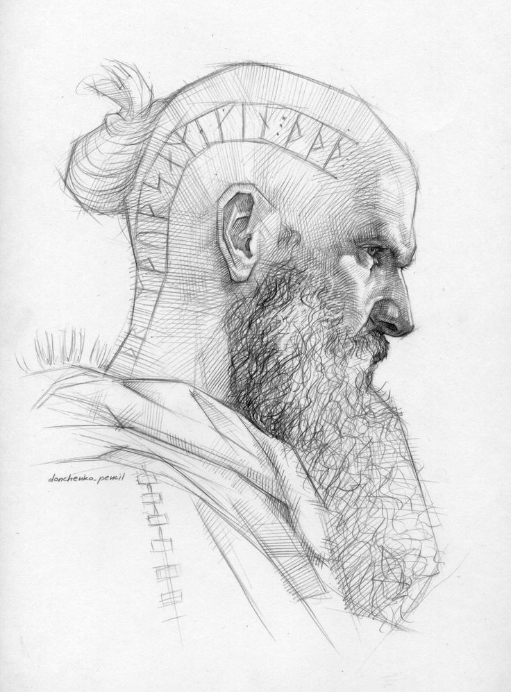 a pencil drawing of a man with a beard