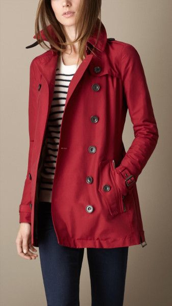 Red Trench Coat Outfit, Stripy Tops, Raincoat Outfit, Trench Coat Outfit, Red Trench Coat, British Outfits, Coat Outfit, Raincoats For Women, Heritage Fashion