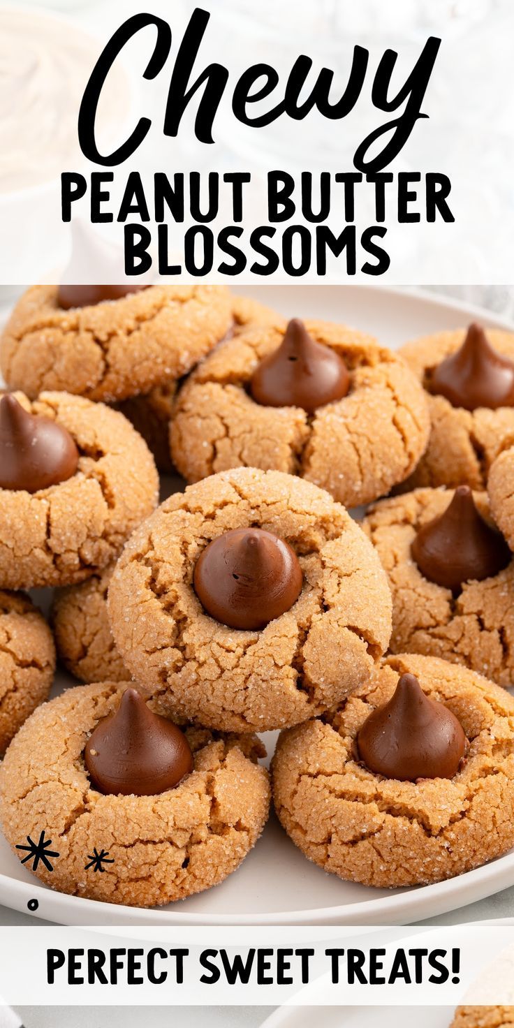 Peanut Butter Blossoms Kisses Peanut Butter Blossom Cookies, Kisses Cookies Peanut Butter, Peanutbutter Hershey Kisses Cookies, Punt Butter Cookies, Peanut Kiss Cookies, Peanut Butter Candy Kiss Cookies, Peanut Butter Blossom Cookies With Sweetened Condensed Milk, Chewy Peanut Butter Blossoms, Peanut Butter Cookies Blossoms